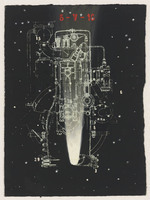 KT 2001 003-33
<br/>
Machinebouwtekening voor een nachtlucht met sterren en komeet.
<br/>
<em>Eeden, Marcel van (1965)</em>